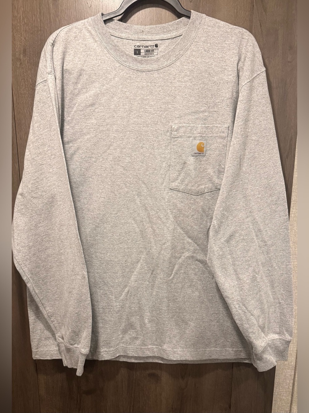 Carhartt Men’s Long-Sleeve Pocket Crew, Loose Fit- Gray